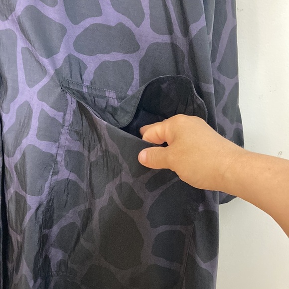 Mycra Pac Rain Jacket Womens 2 Medium Large Purple Black Giraffe Print Coat - Picture 9 of 16